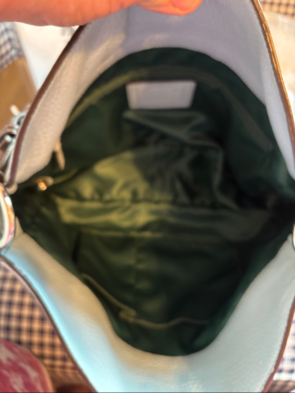Coach Pebbled Leather Shoulder Bag in robin’s egg Blue with Dark Brown Trim - Picture 13 of 13